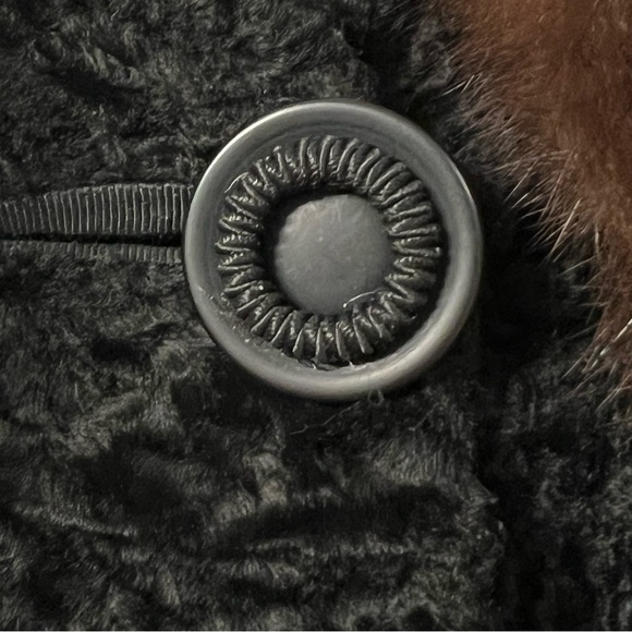 Vintage Womens Black Persian Lamb Genuine Fur Jacket With Sable Collar Size M - Picture 3 of 10